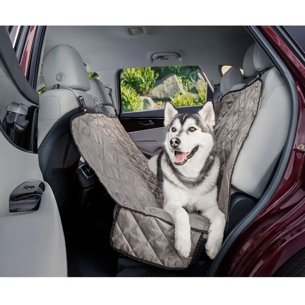 Top Paw Hammock Car Seat Cover Gray Quilted Pet Dog Travel Protector Bench Rear